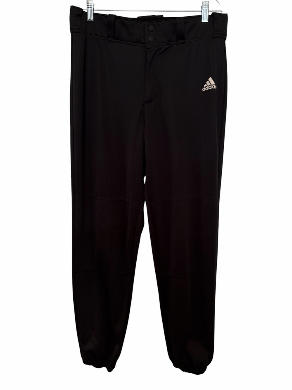 Adidas Baseball Pants Mens Sz M Black Climalite Snap Zip Athletic Sport Pockets